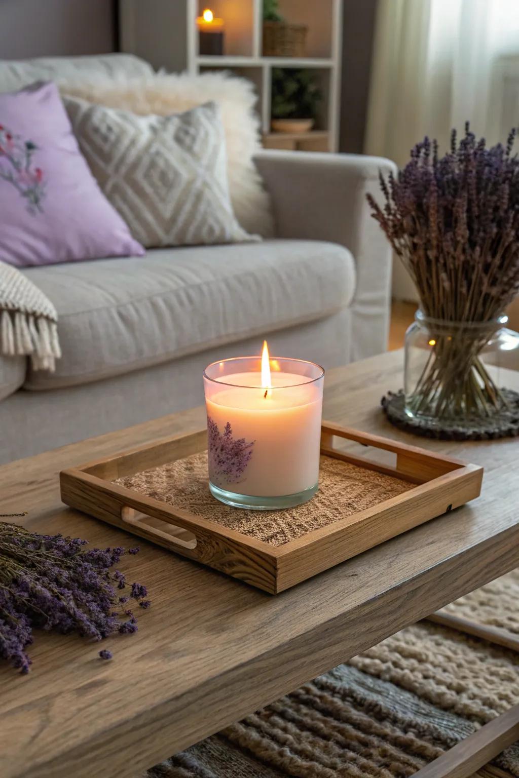 A soothing lavender ambiance stick, setting a warm and welcoming tone.
