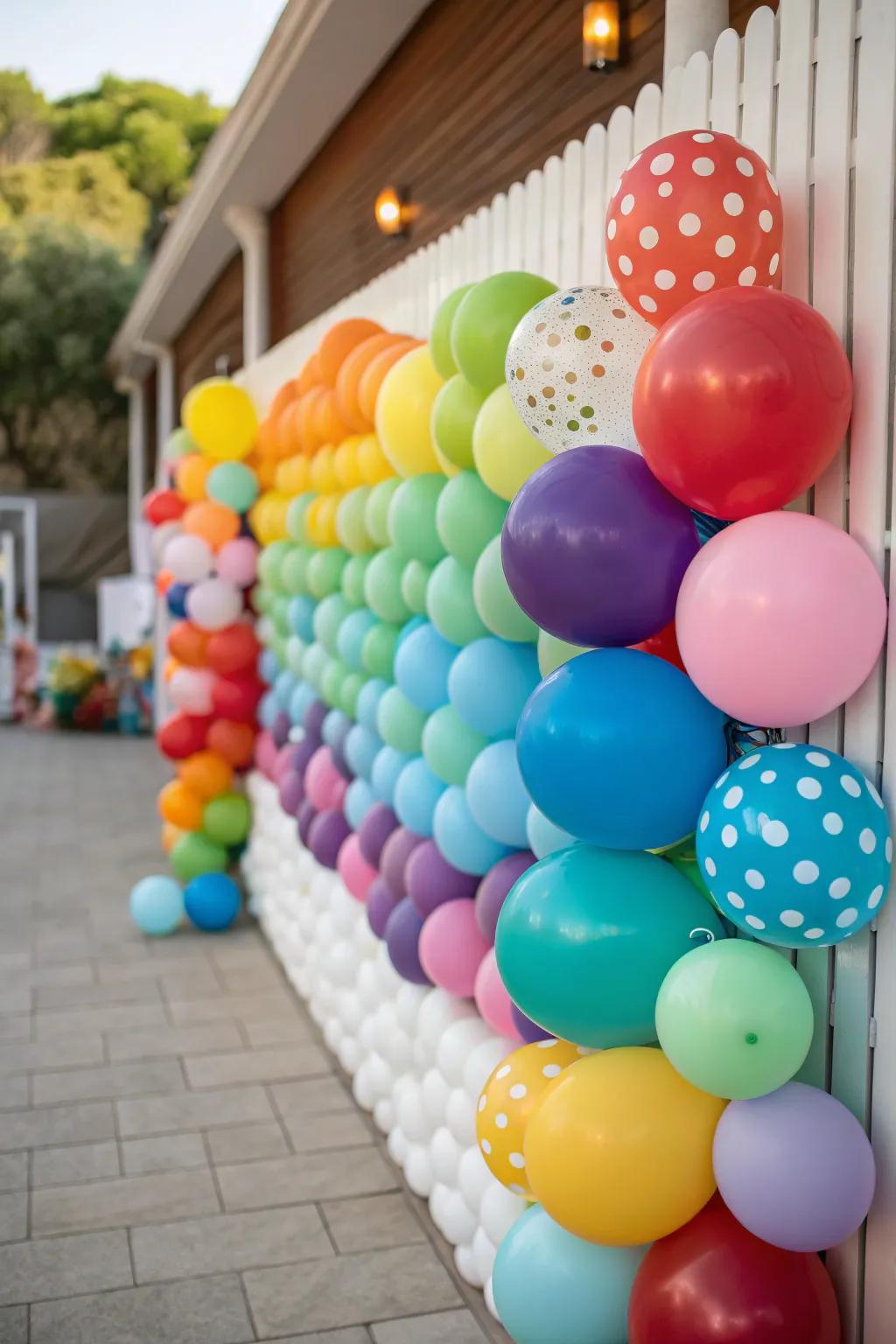 An eye-catching balloon wall backdrop is great for capturing unforgettable moments.