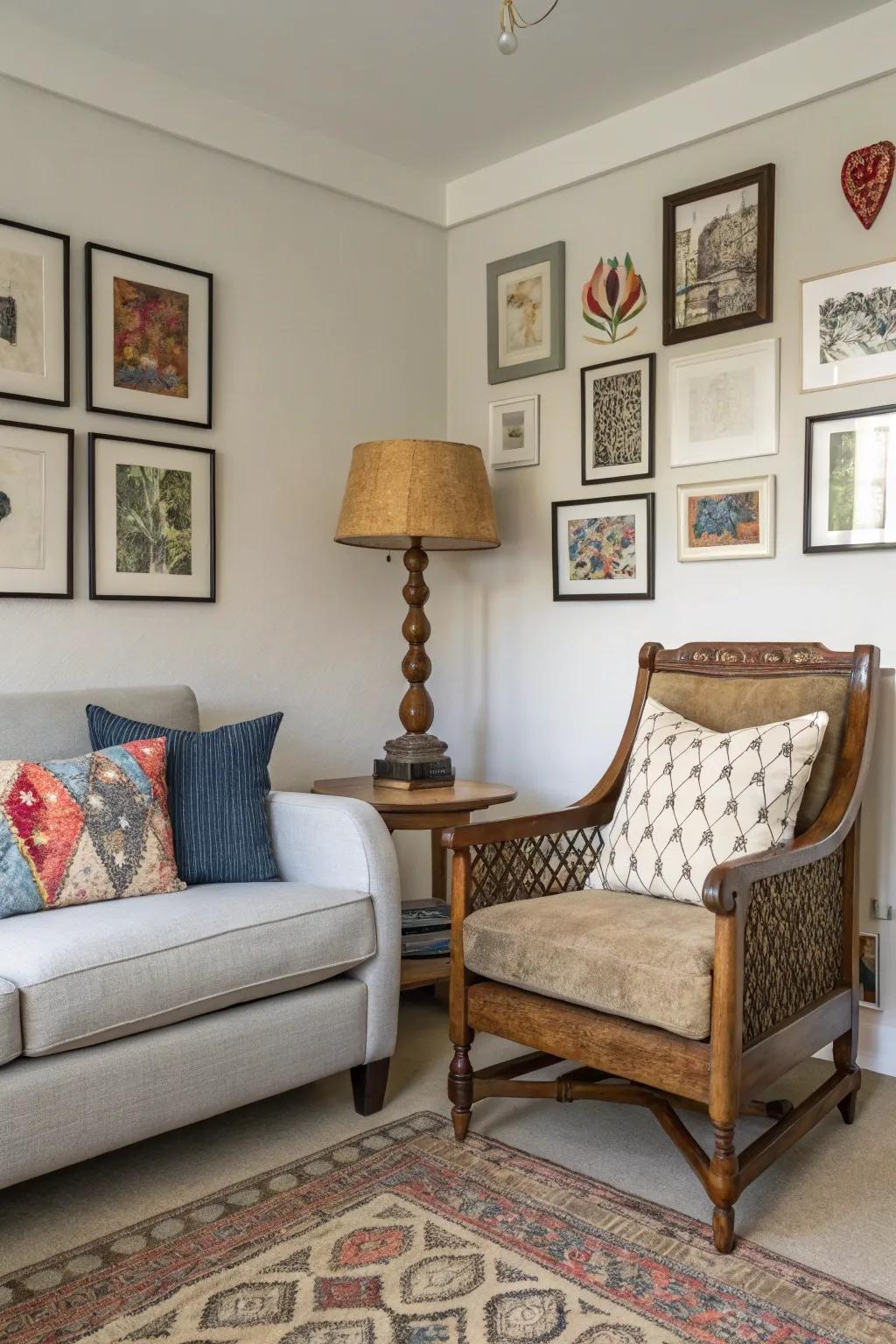 Theme blending yields a distinctively designed area