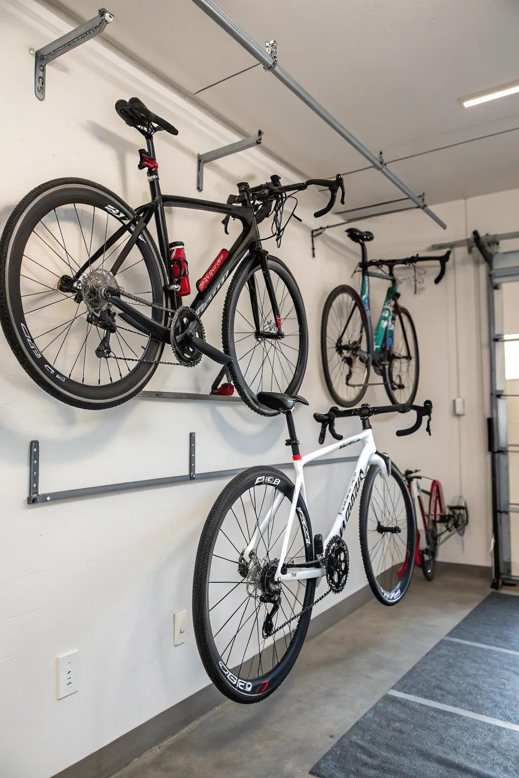 Upright hooks create a basic and efficient storage option.