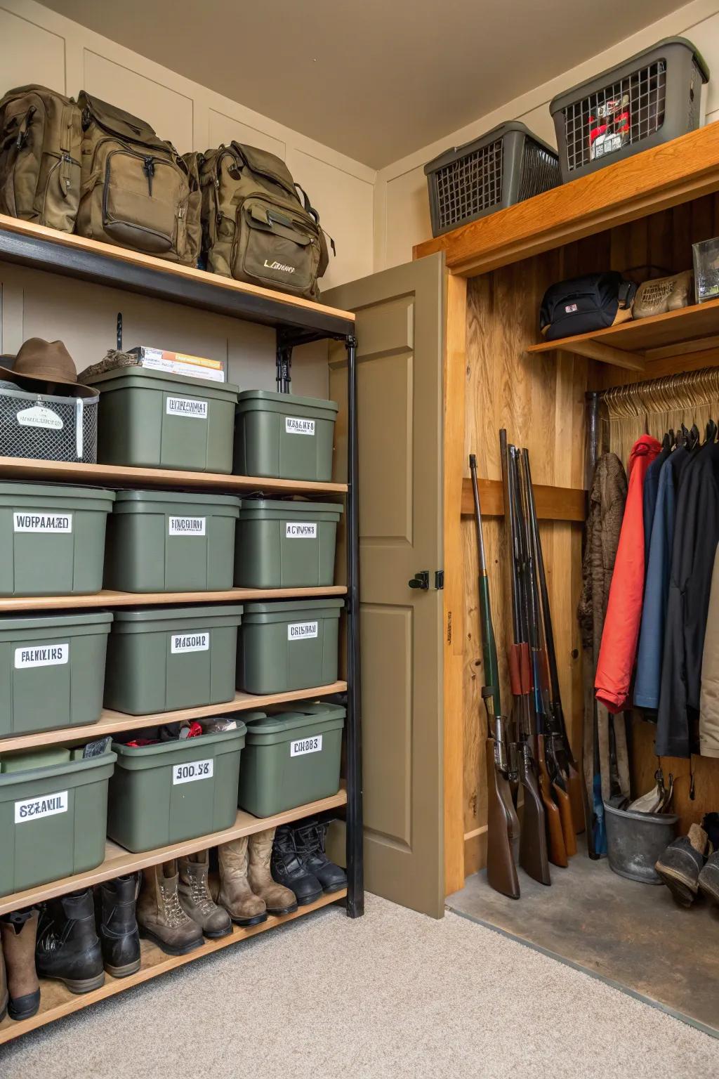 A labeling system ensures everything is well-organized and easy to locate.