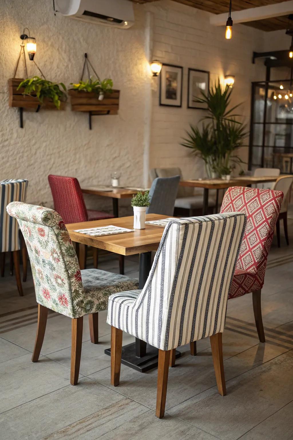 Casual charm with lined chair wraps.