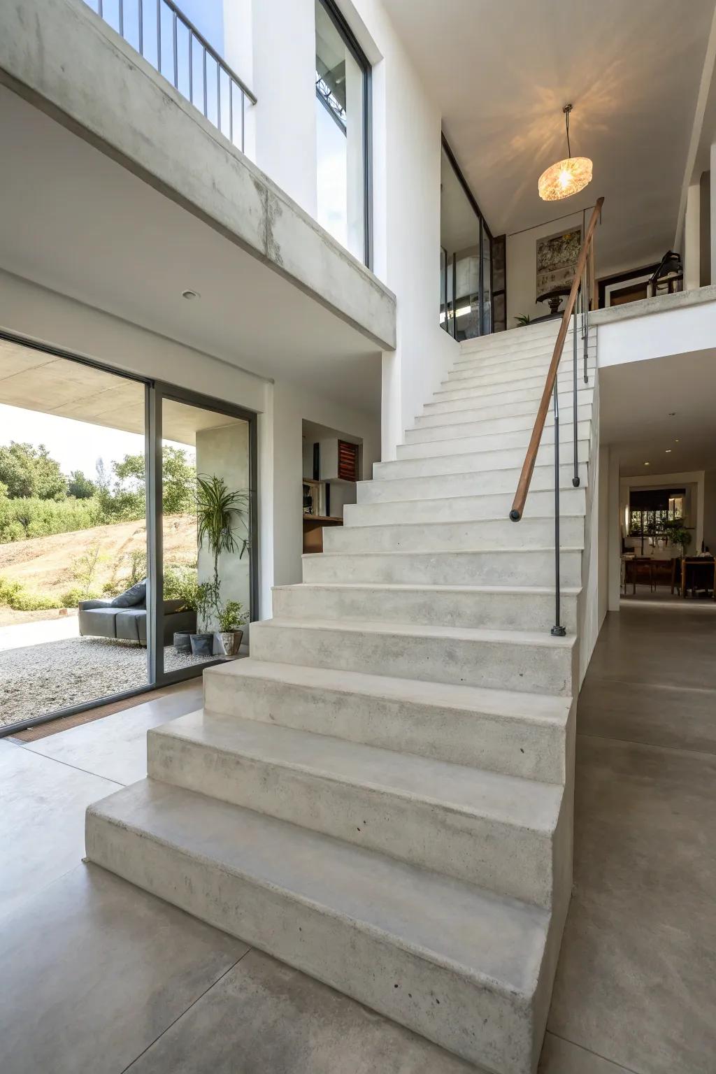 Achieve a sleek, modern look with minimalist cement stairs.