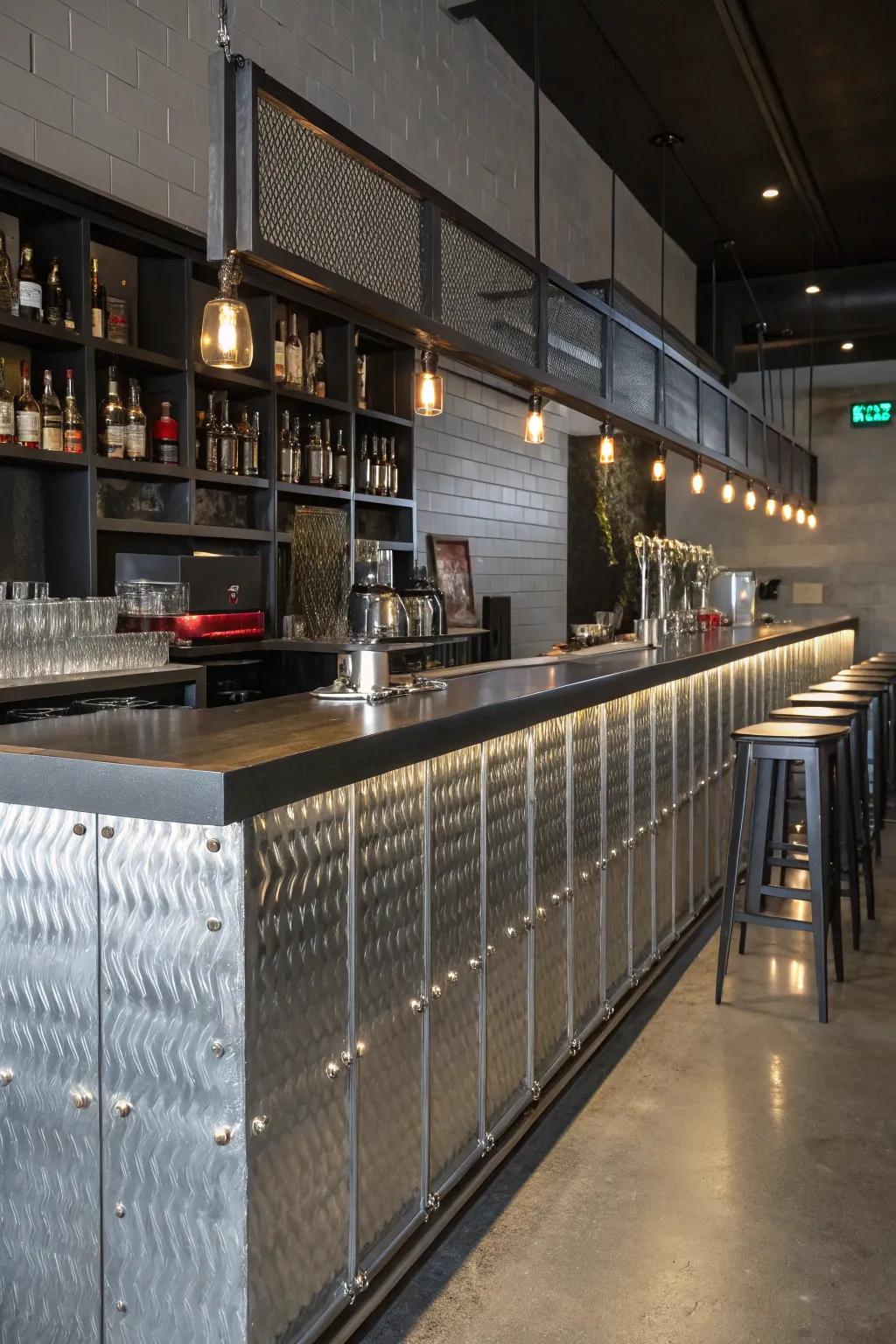 Metal sheeting brings an industrial edge to your decor.