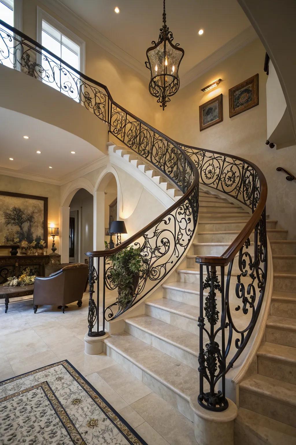 Complex metal railings add character and artistry.