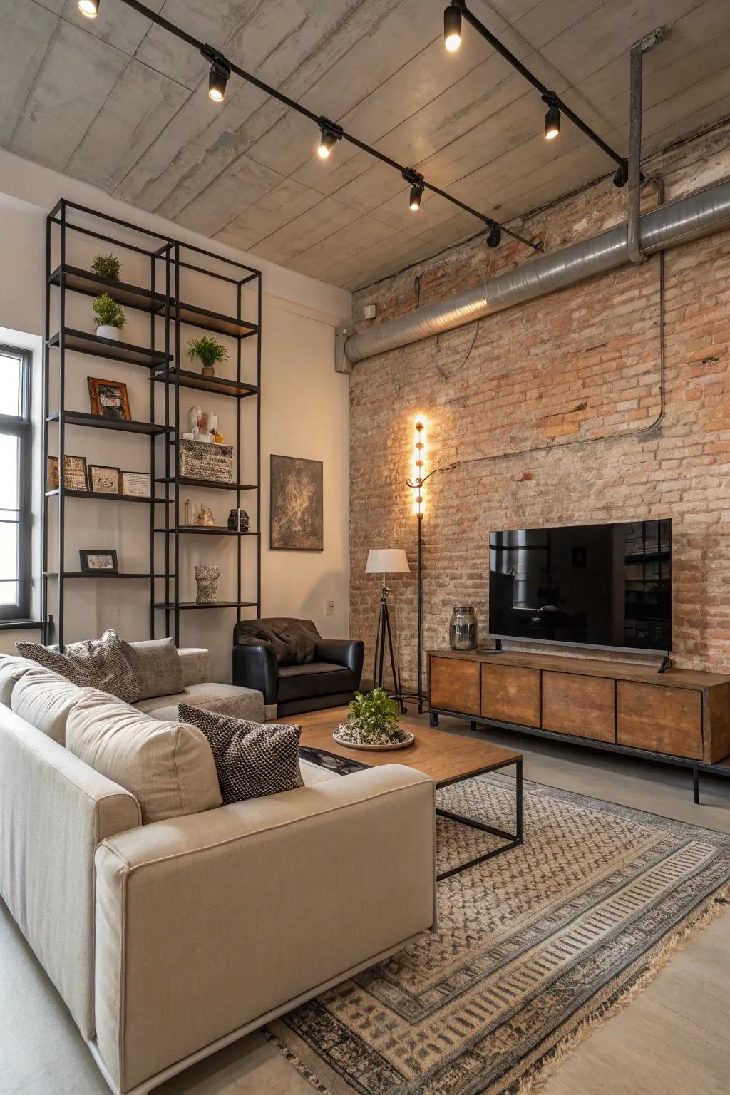 Neutral hues create a calming industrial atmosphere.