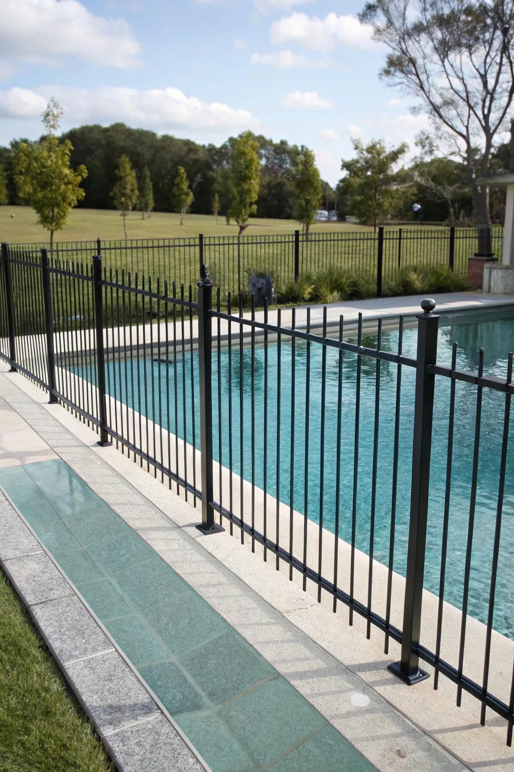 Understated metallic surrounds offer a sleek and modern poolside resolution.