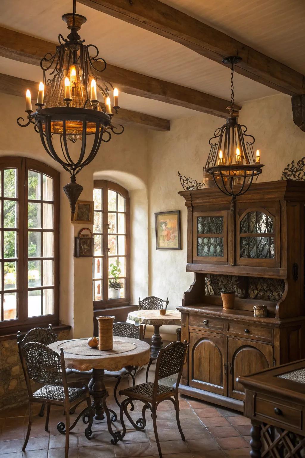 Rustic and vintage elements impart a true Spanish feel.