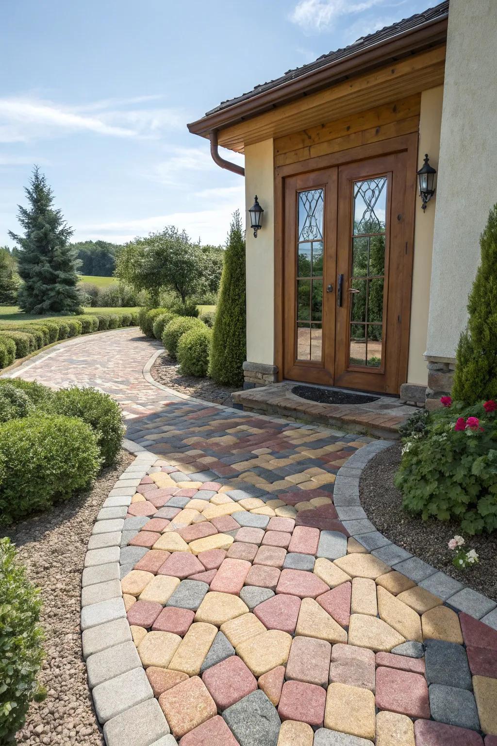 Dynamic hues animate this modular entryway.