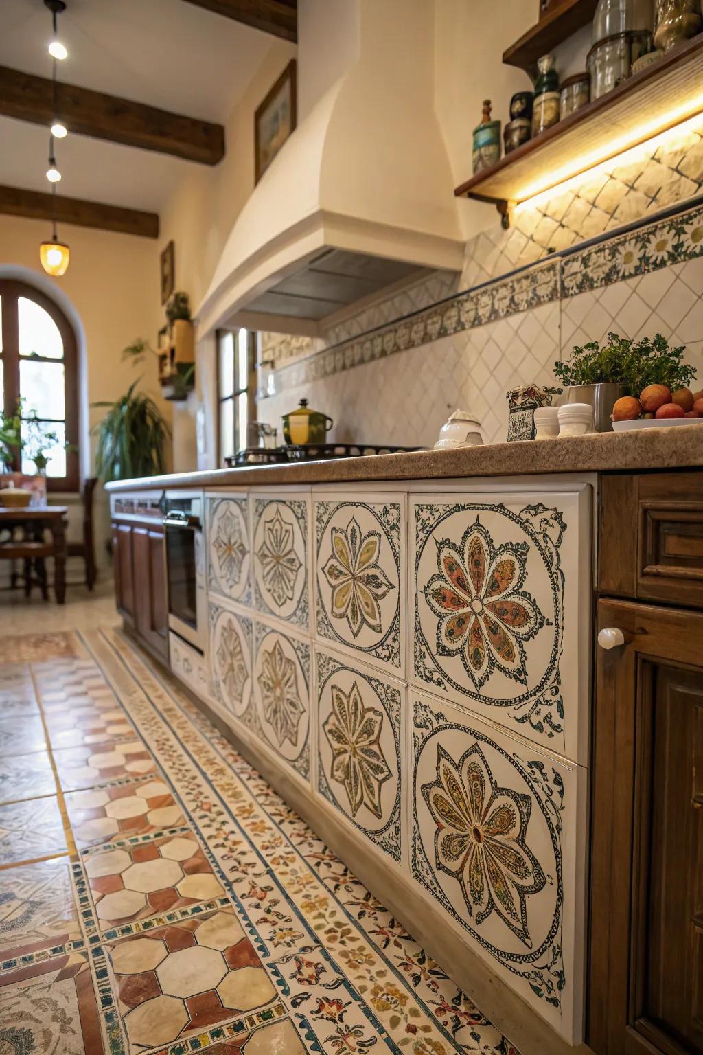 Vintage tile borders bring an elegant, nostalgic touch to your kitchen.