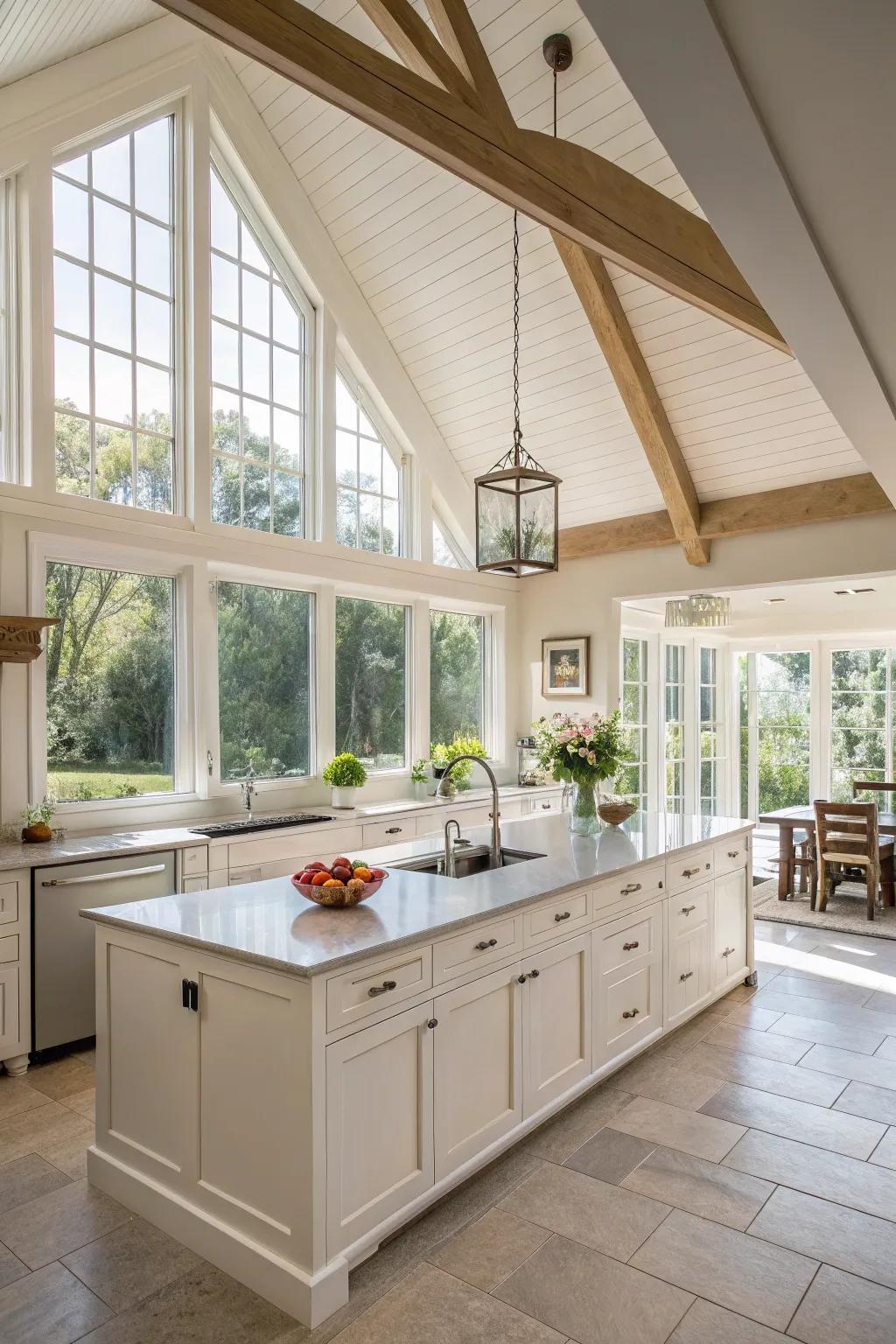 Incorporate a perception of grandeur using a magnificent high-pitched ceiling.
