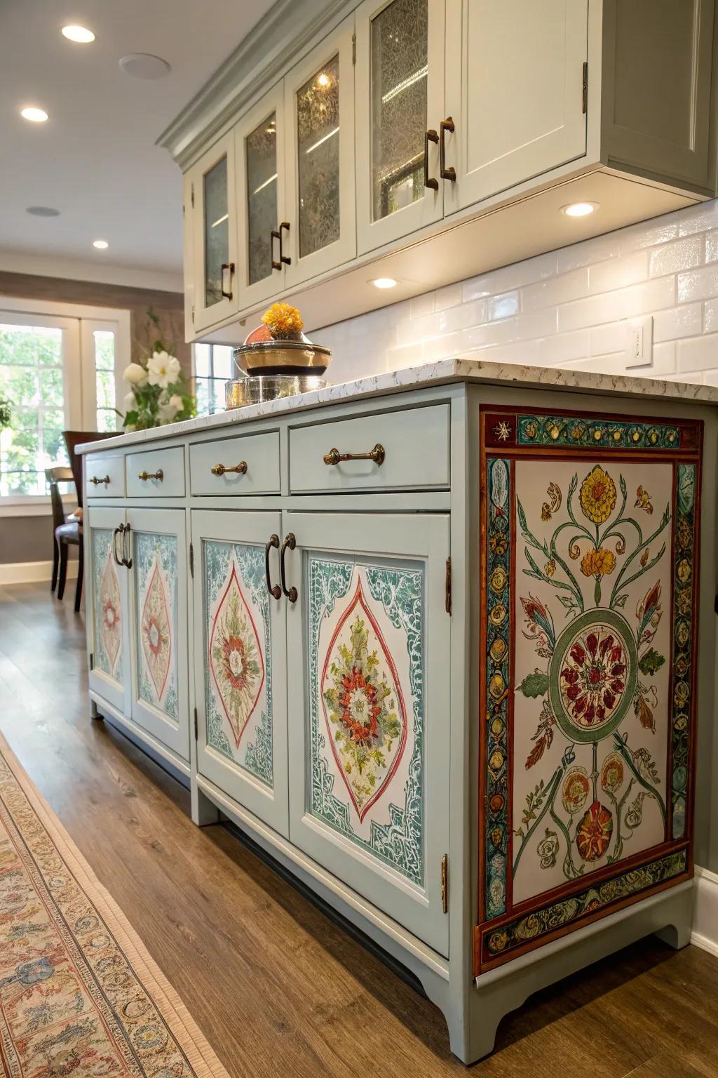 A customized credenza reflects personal style with unique designs and hardware.