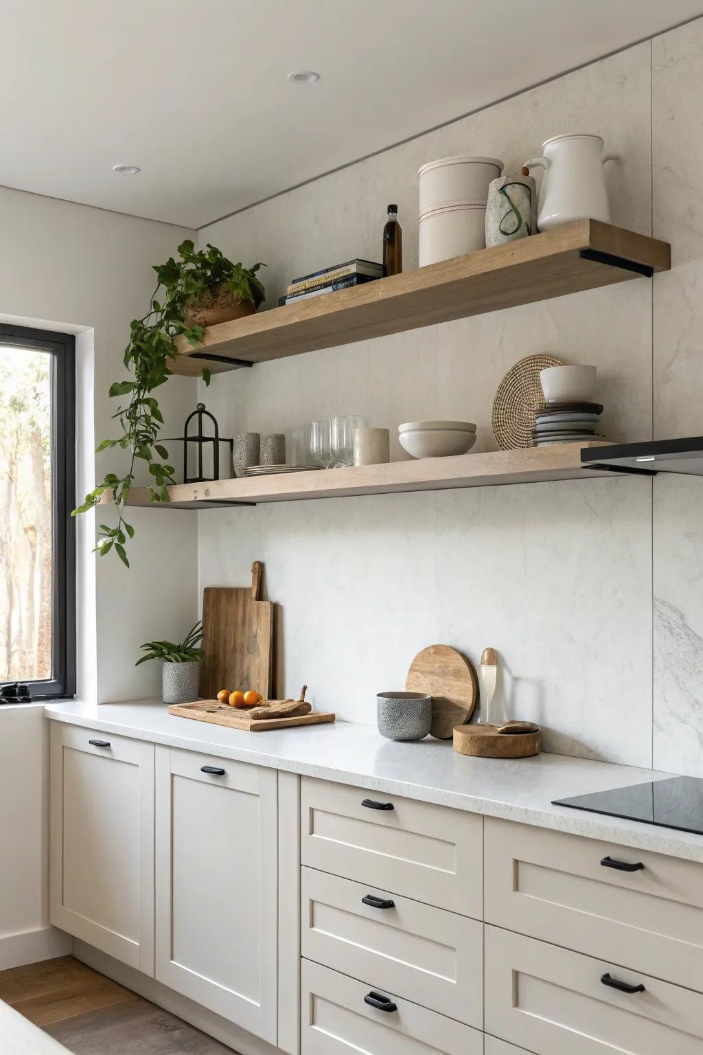 Simple shelves for a tidy, modern kitchen.