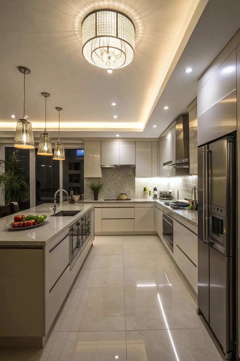 Ceiling mount illumination offering a polished appearance.