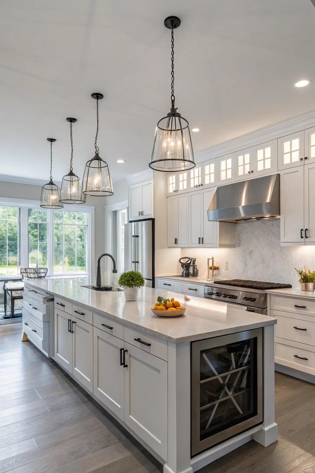 A cooking area that highlights fashionable modern components.