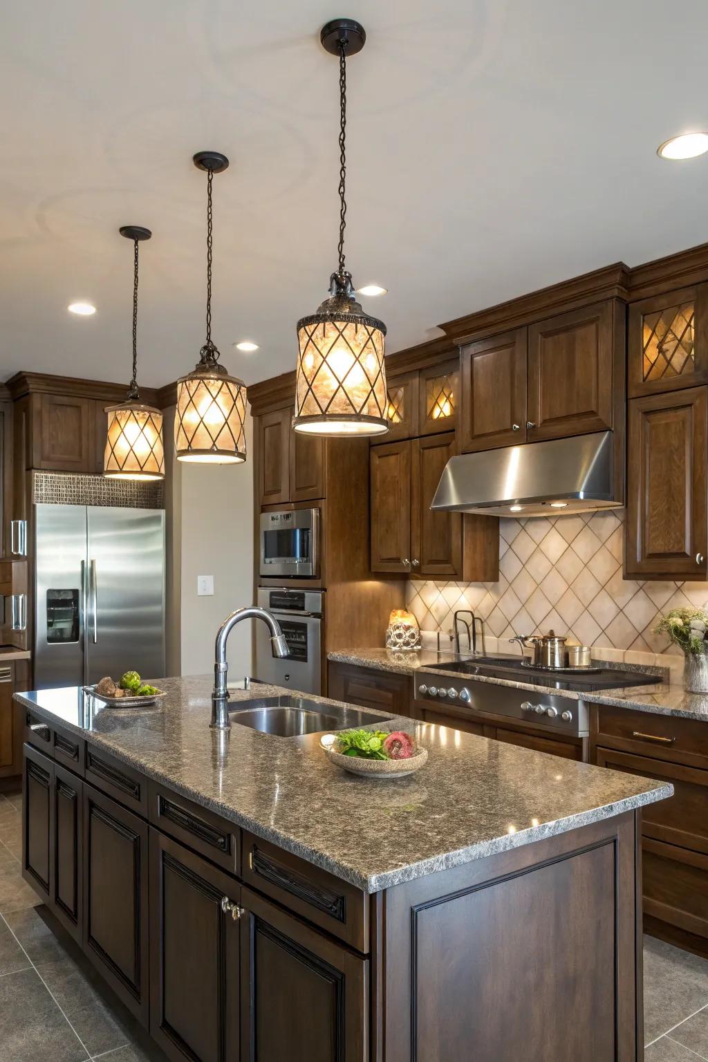 Hanging lights have the ability to establish an inviting and warm atmosphere in your cooking area.