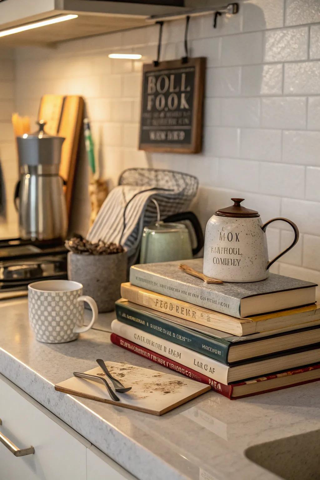 Books and signs enrich layers and meaning to your vignette.
