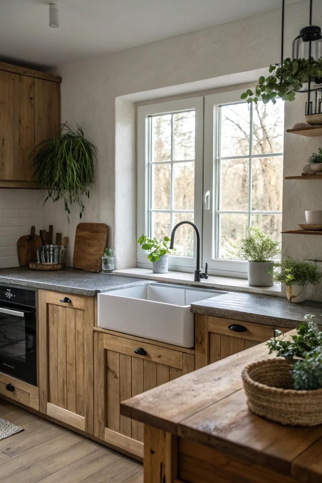 A harmonious blend of styles over the sink.