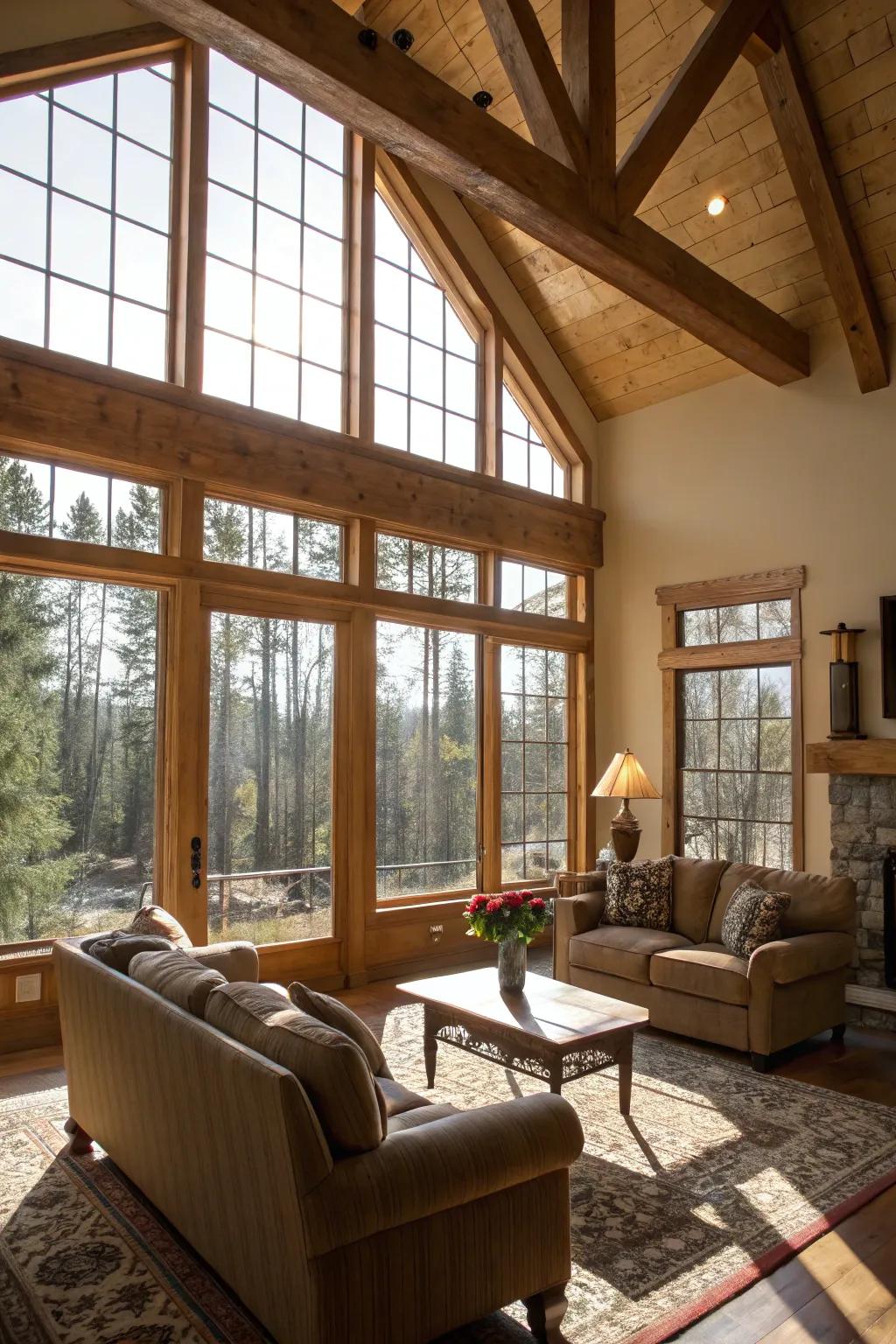 Architectural characteristics that augment the visual appeal of substantial windows.