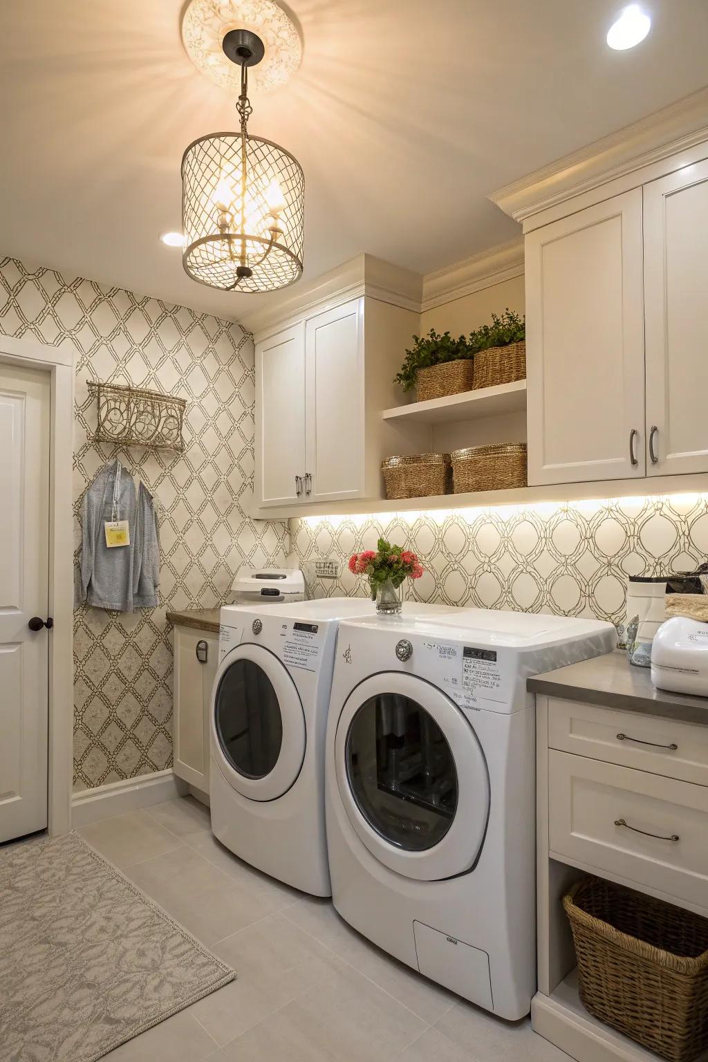 A chic and visually pleasing laundry room.