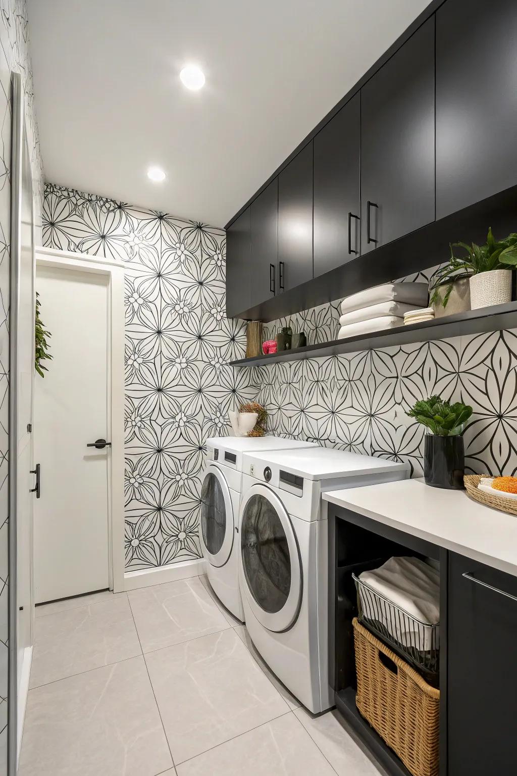 Monochrome wallpaper brings an air of sophistication and elegance.