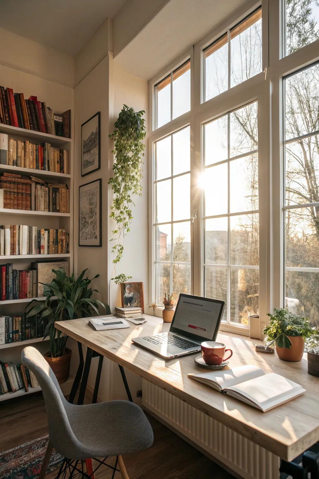 Let natural light light up your work area for a brighter day.