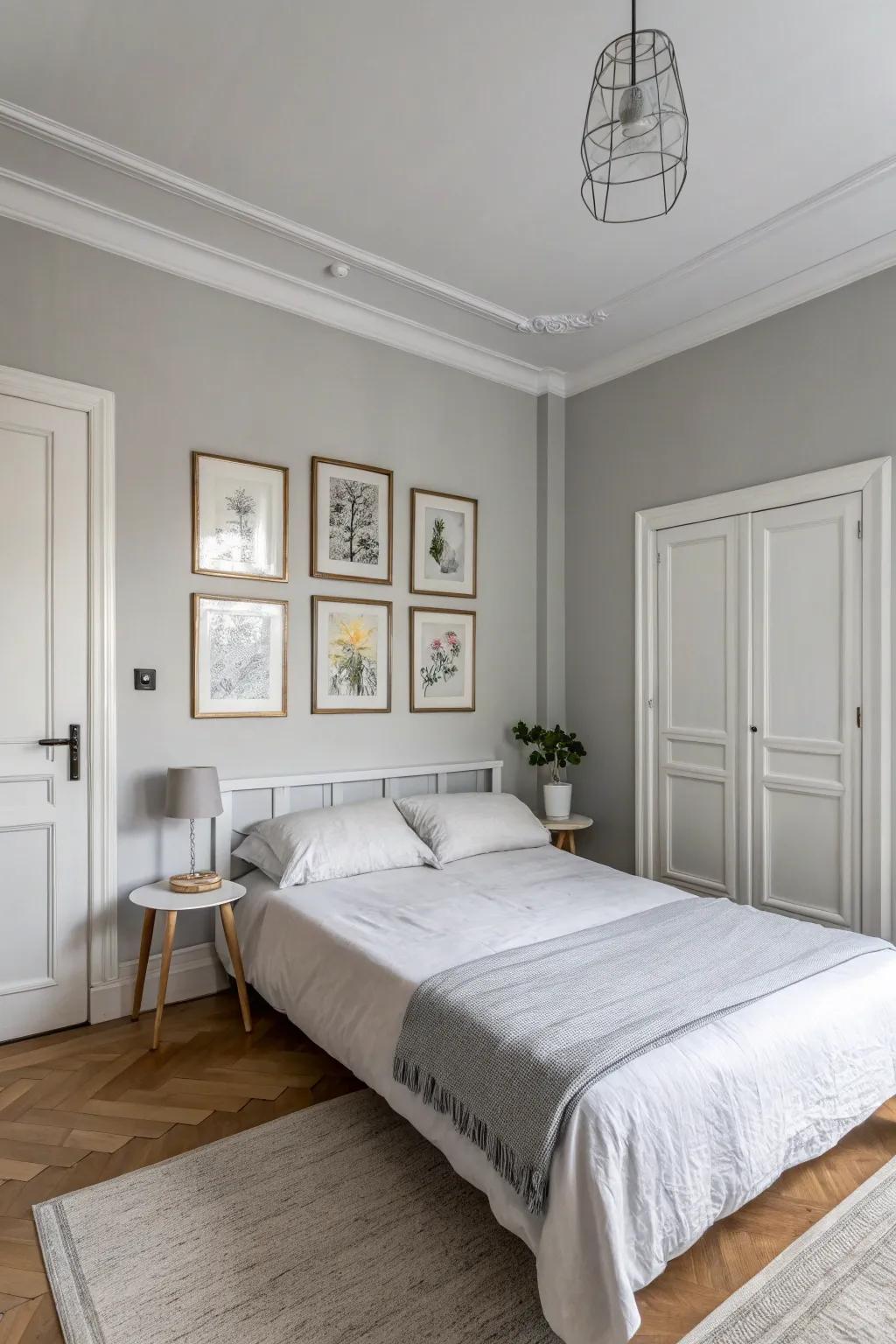Simple wall art creates a delicate focal point.