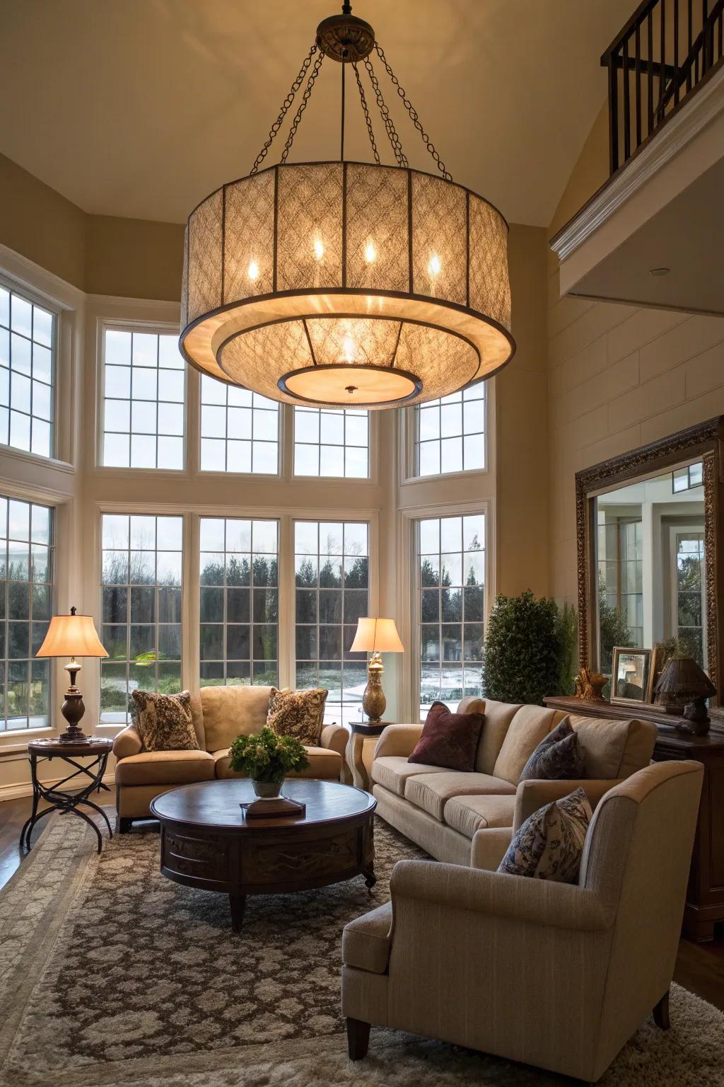 Extra-large pendants make striking centerpieces.