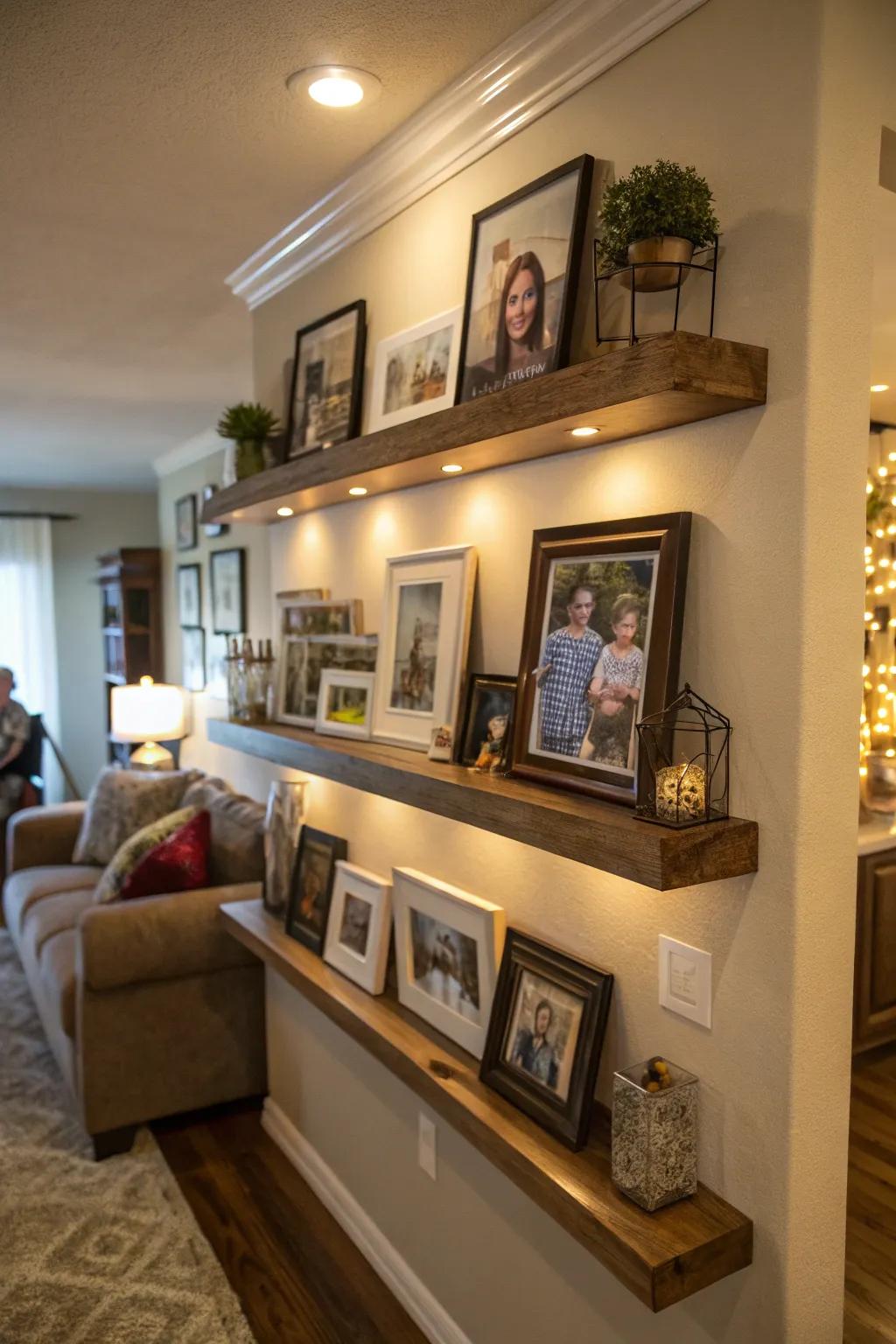 Append a personal accent with family portraits on your ledges.