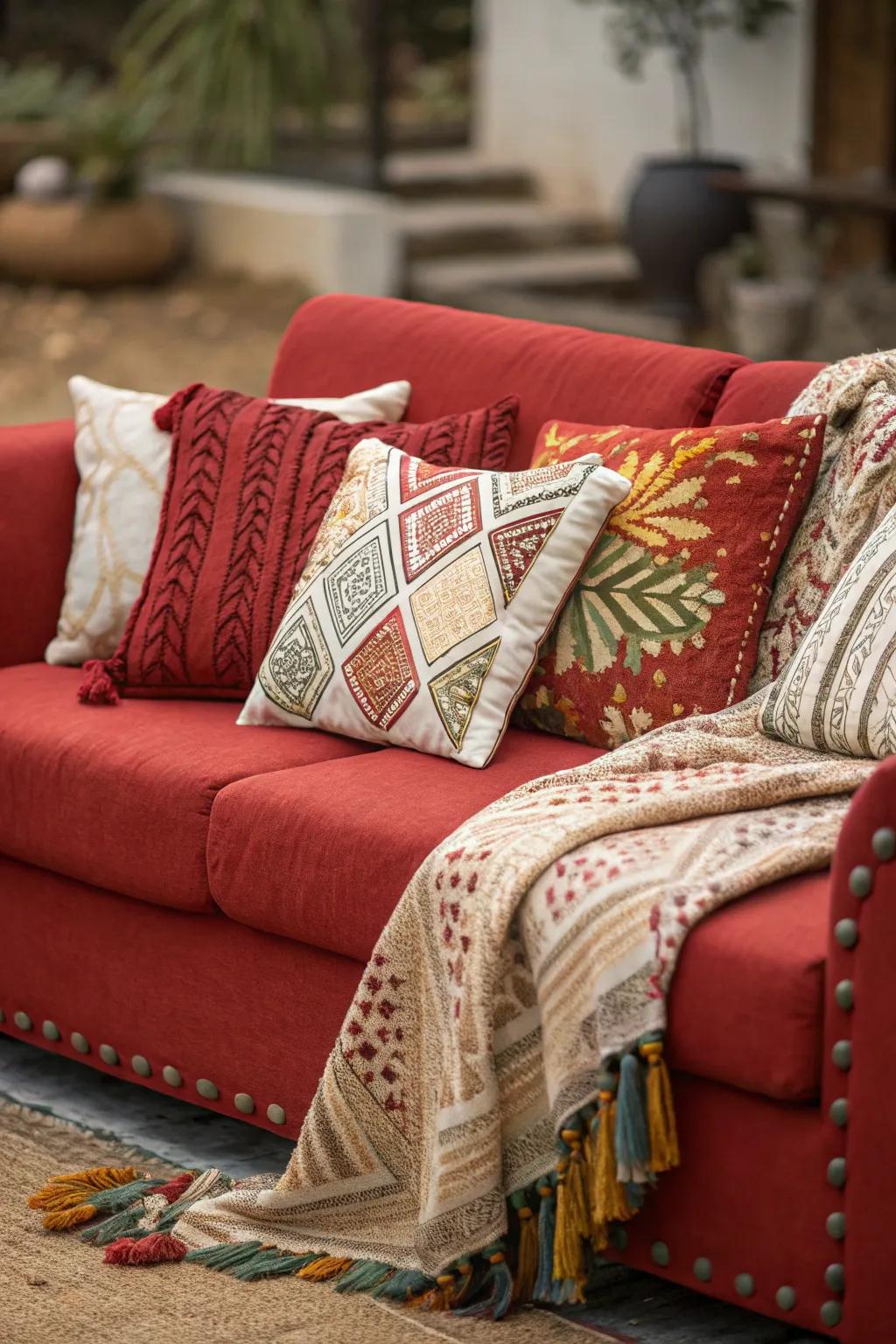 The appearance and sensation of your sofa can be instantly elevated by pillows and throws.