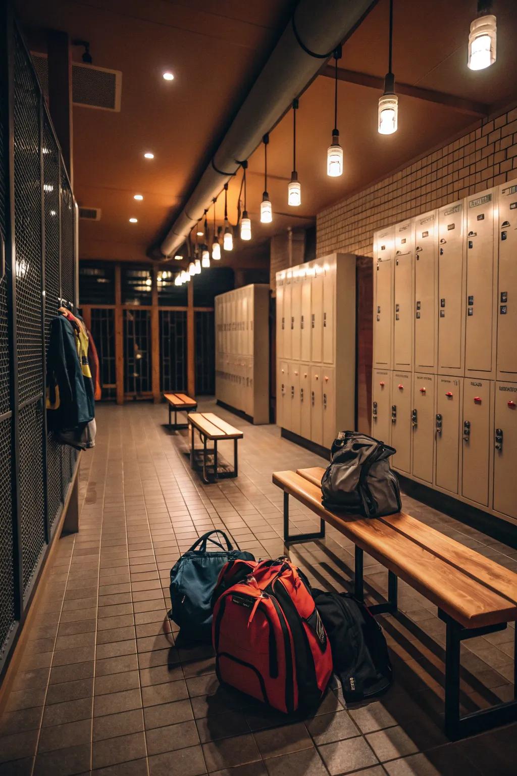 Ambient lighting for a calming locker room experience.