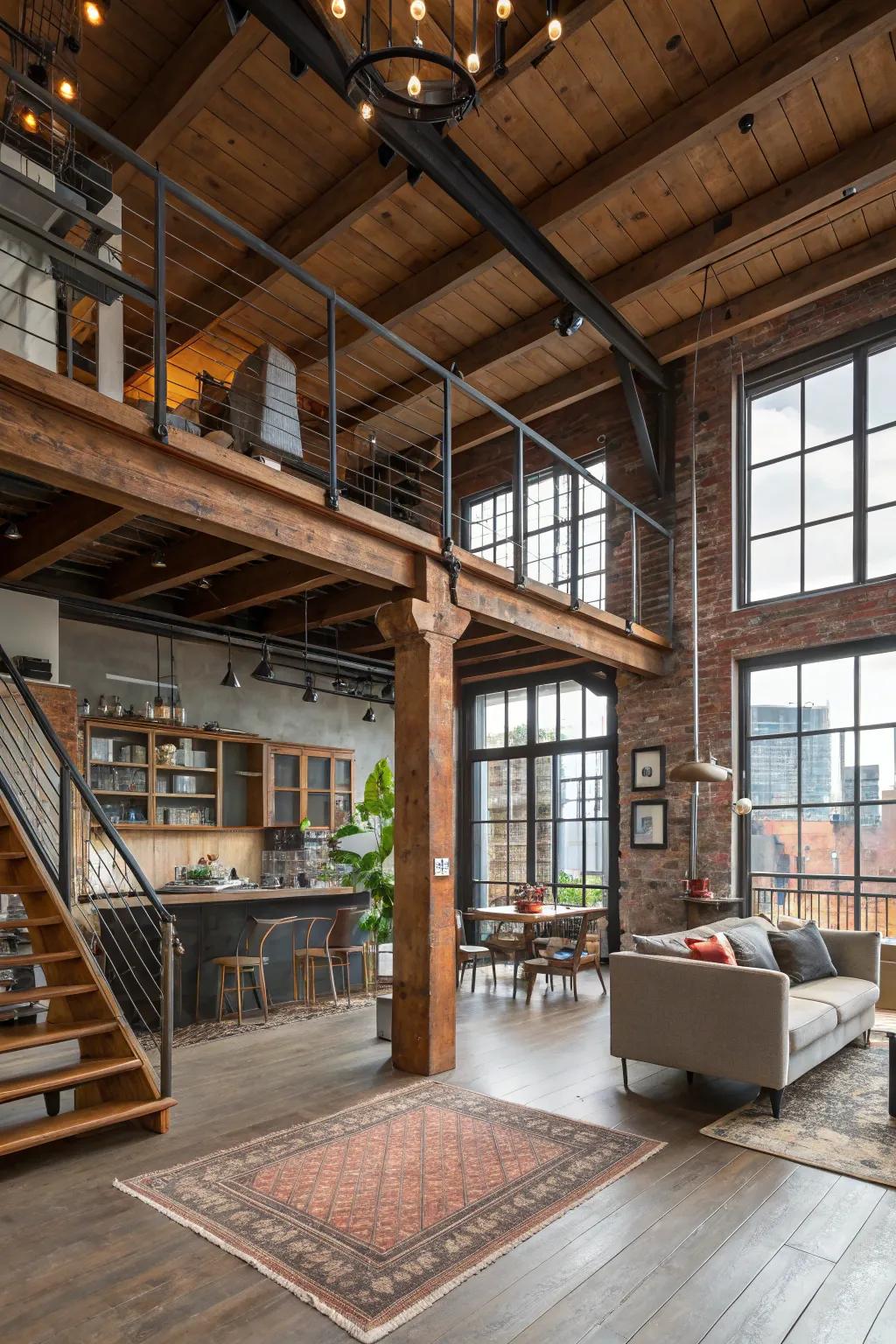 Dynamic material mix in a stylish loft.