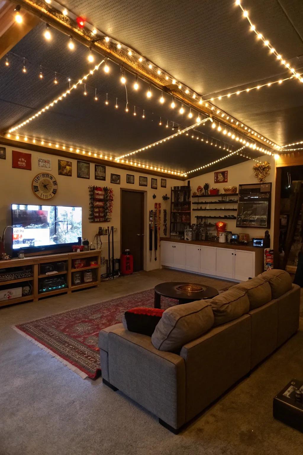 Lighting dramatically shifts the vibe of your man cave without costing a fortune.
