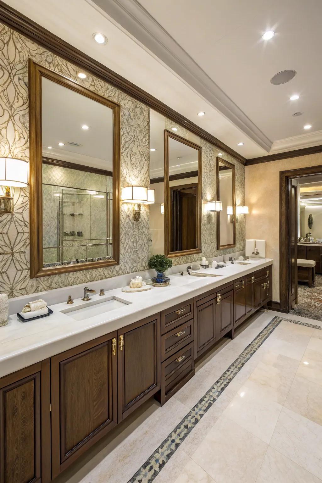 Double sink consoles provide ample space and luxury.