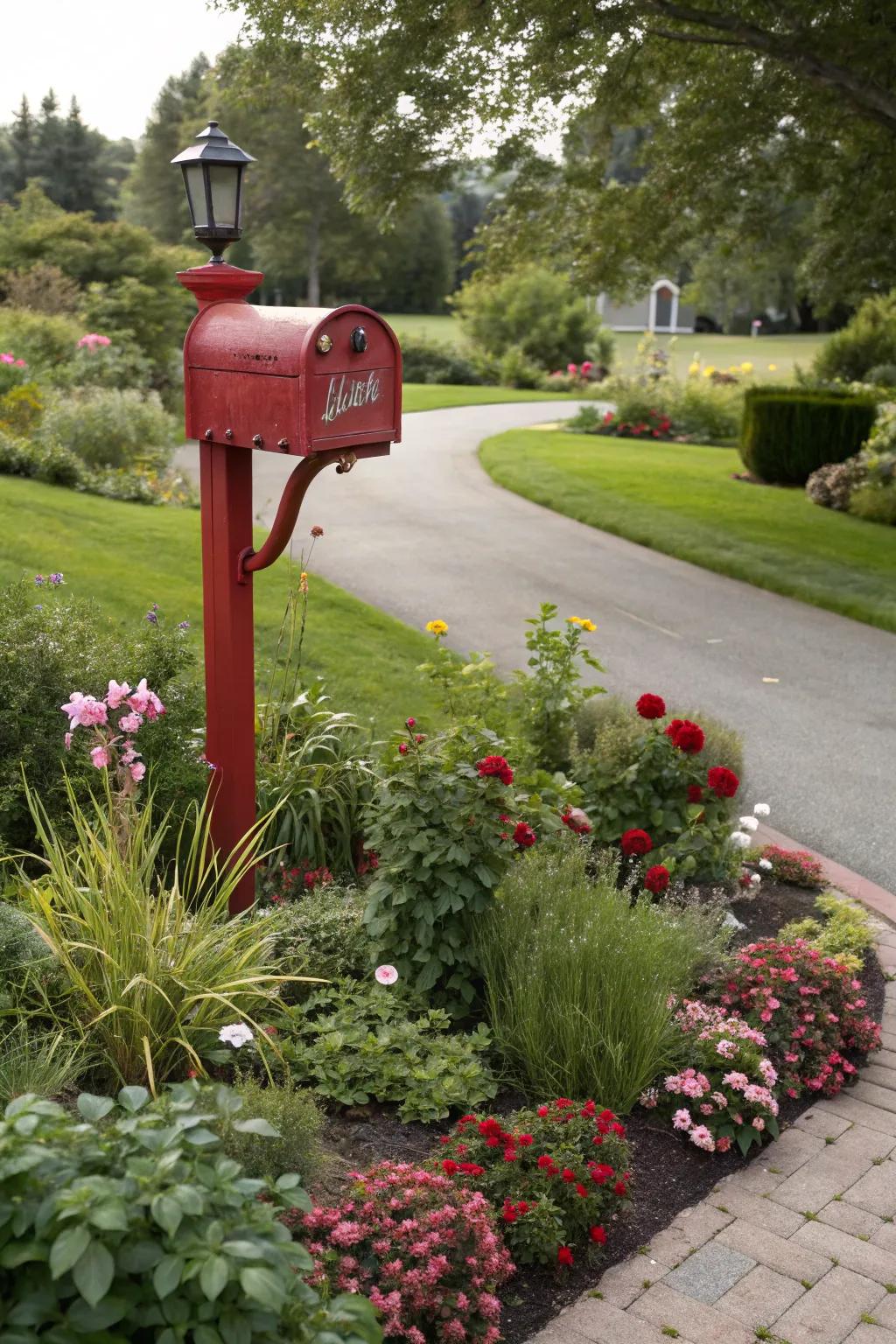 Boost curb appeal by merging your mailbox post with landscaping.