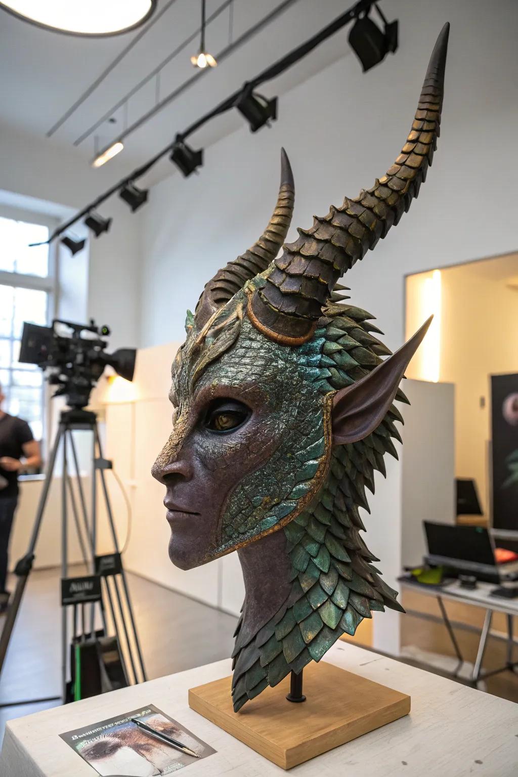 A fantasy mask art piece that breathes life into mythical stories.