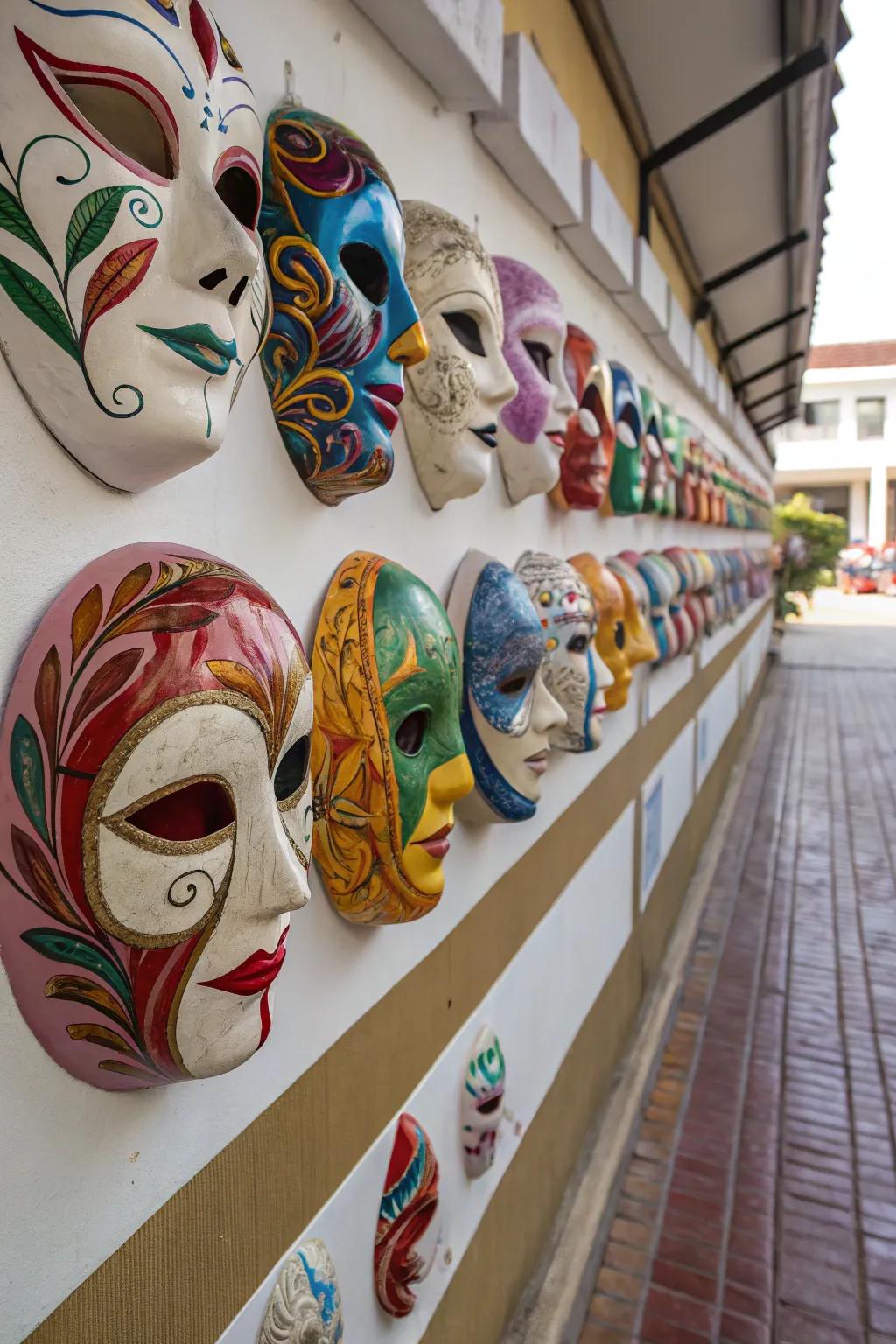 A theme-oriented collection of wall adornments provides a balanced appearance.