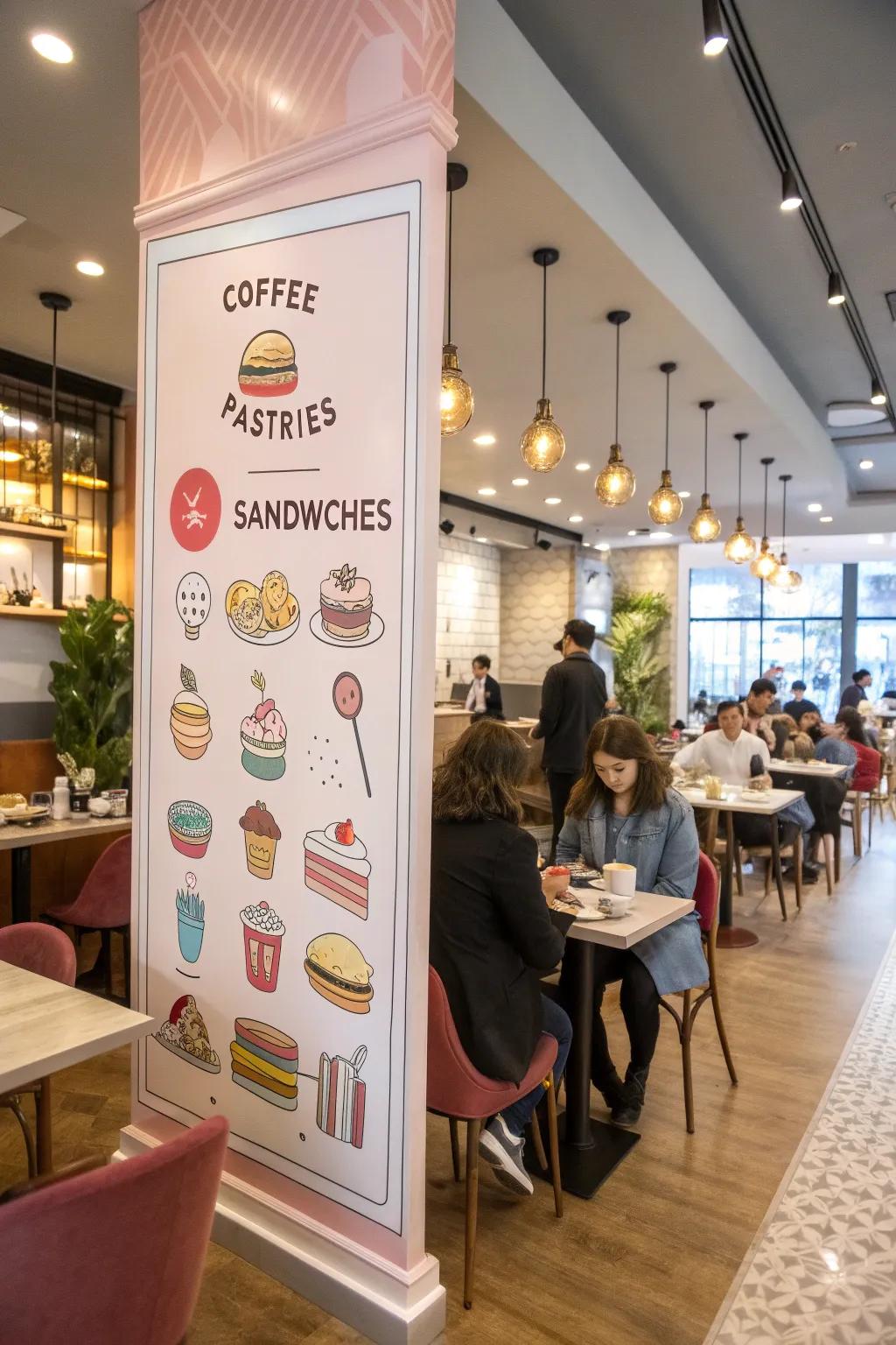 Add a fun effect with pictorial symbols on your menu.