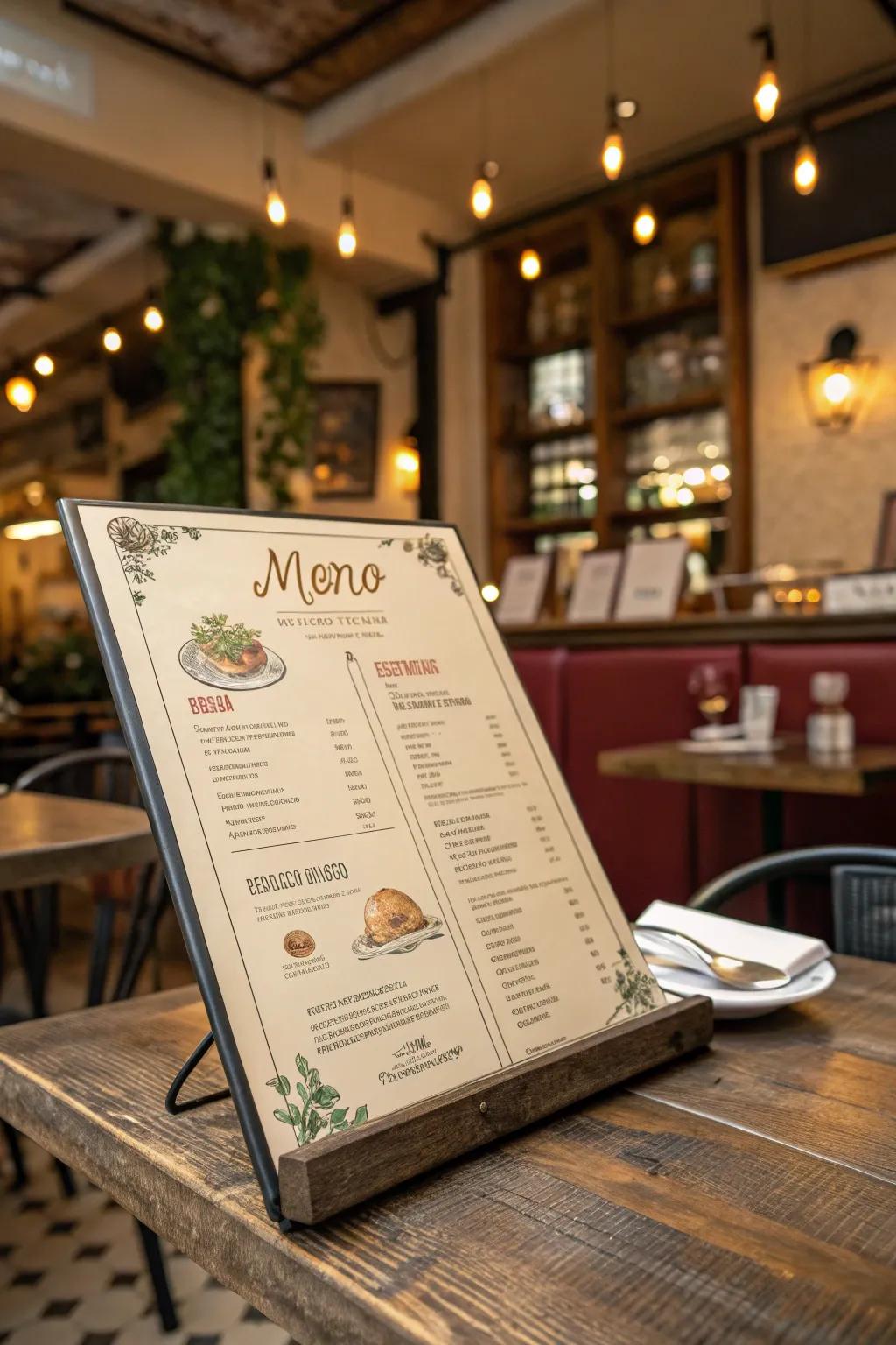 Theme integration connects the menu with the restaurant's identity.