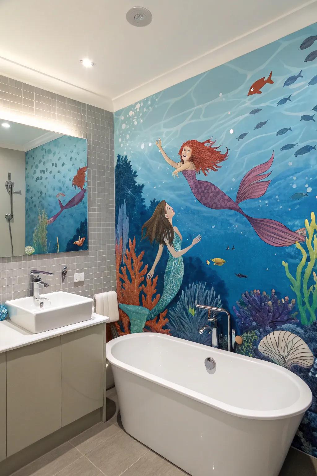 A captivating underwater painting transports you to an alternate reality.