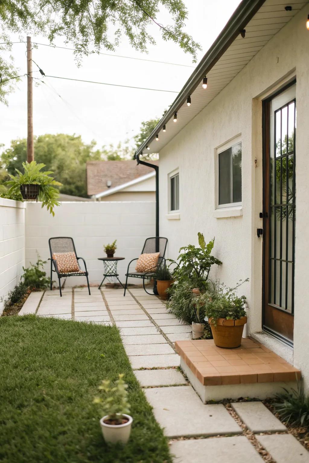 A practical zone enriches the design with warmth and functionality.