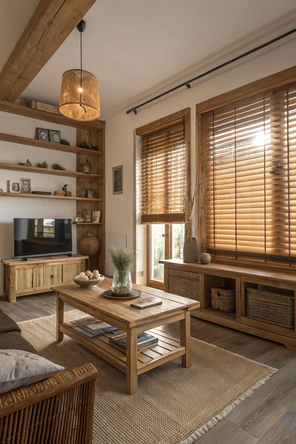 Wood blinds add natural warmth to any space.