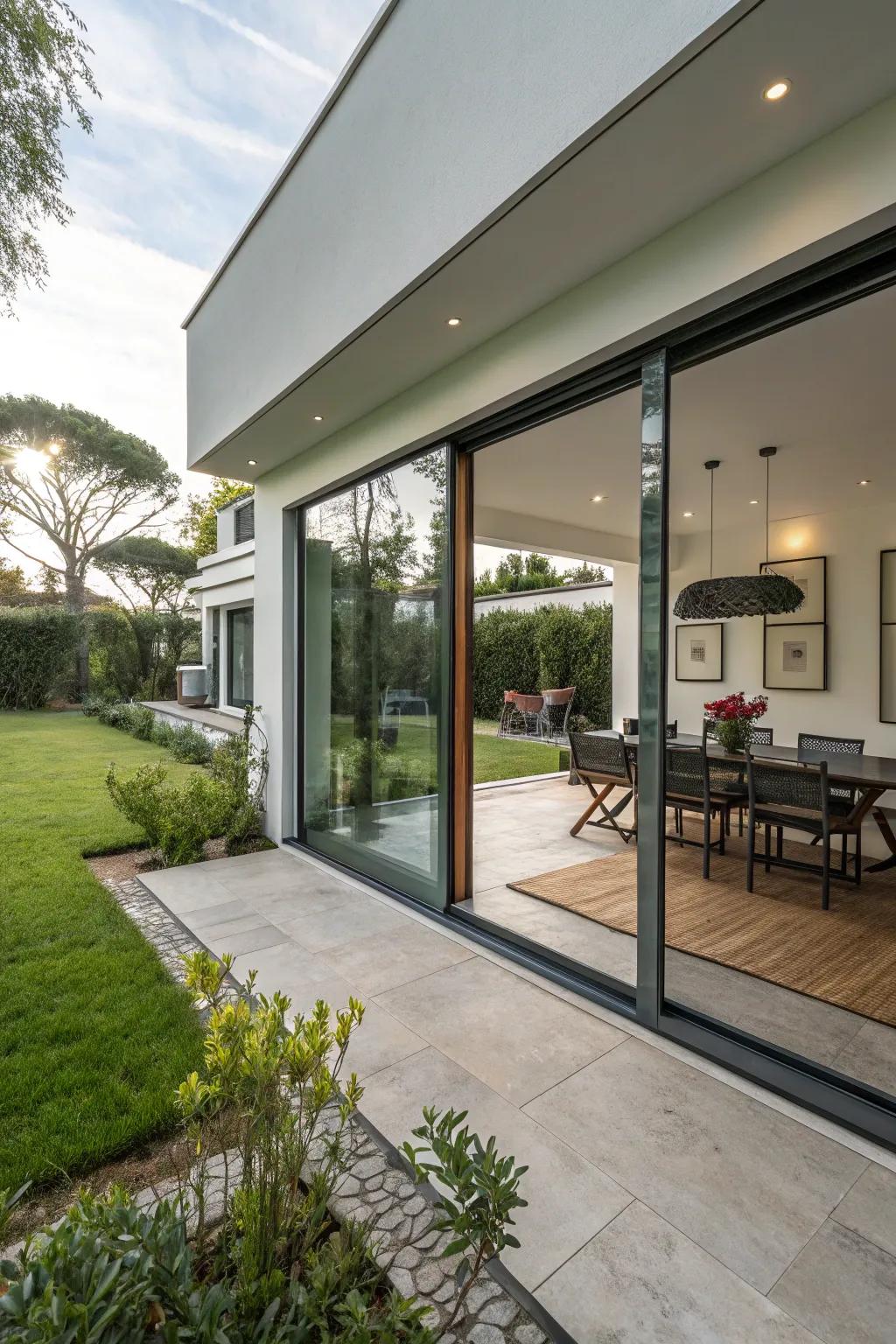 Smooth shift from indoor comfort to outdoor leisure.