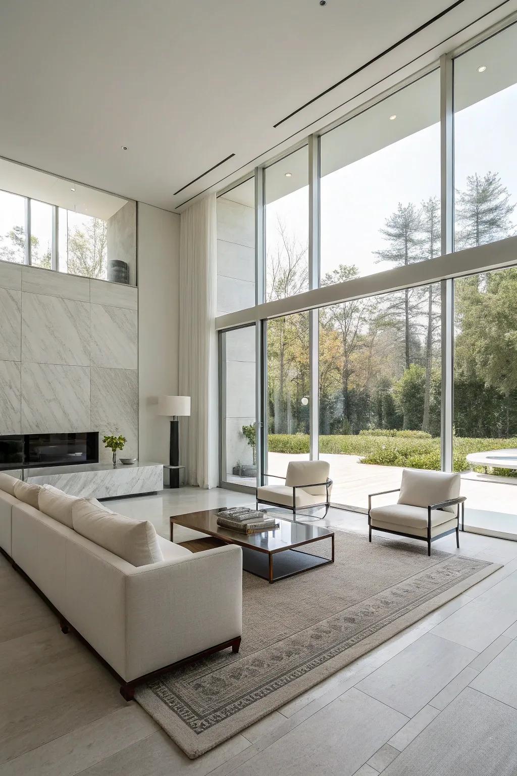 A minimalist modern interior featuring defined lines and minimal ornamentation.