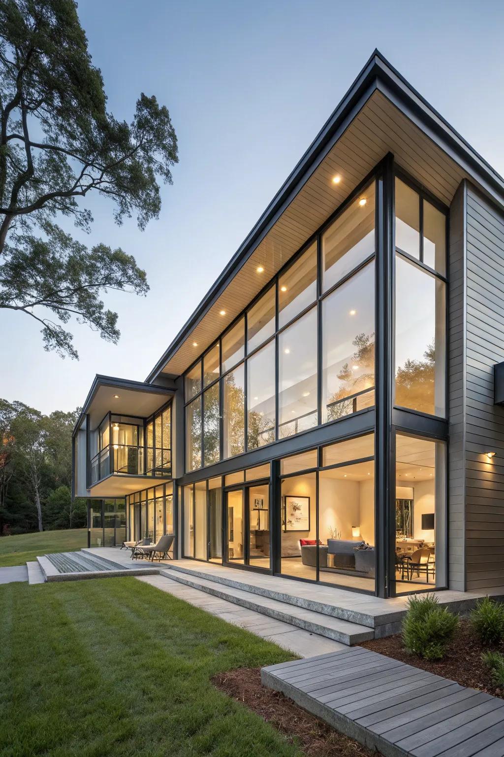 Expansive windows can establish a stunning, contemporary look.