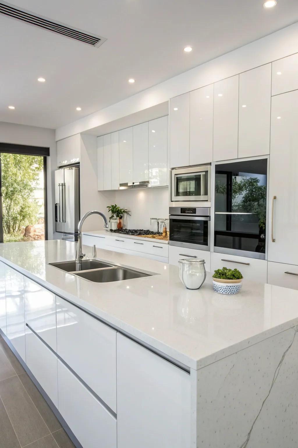 Polished surfaces lend a hint of sophistication to the kitchen.