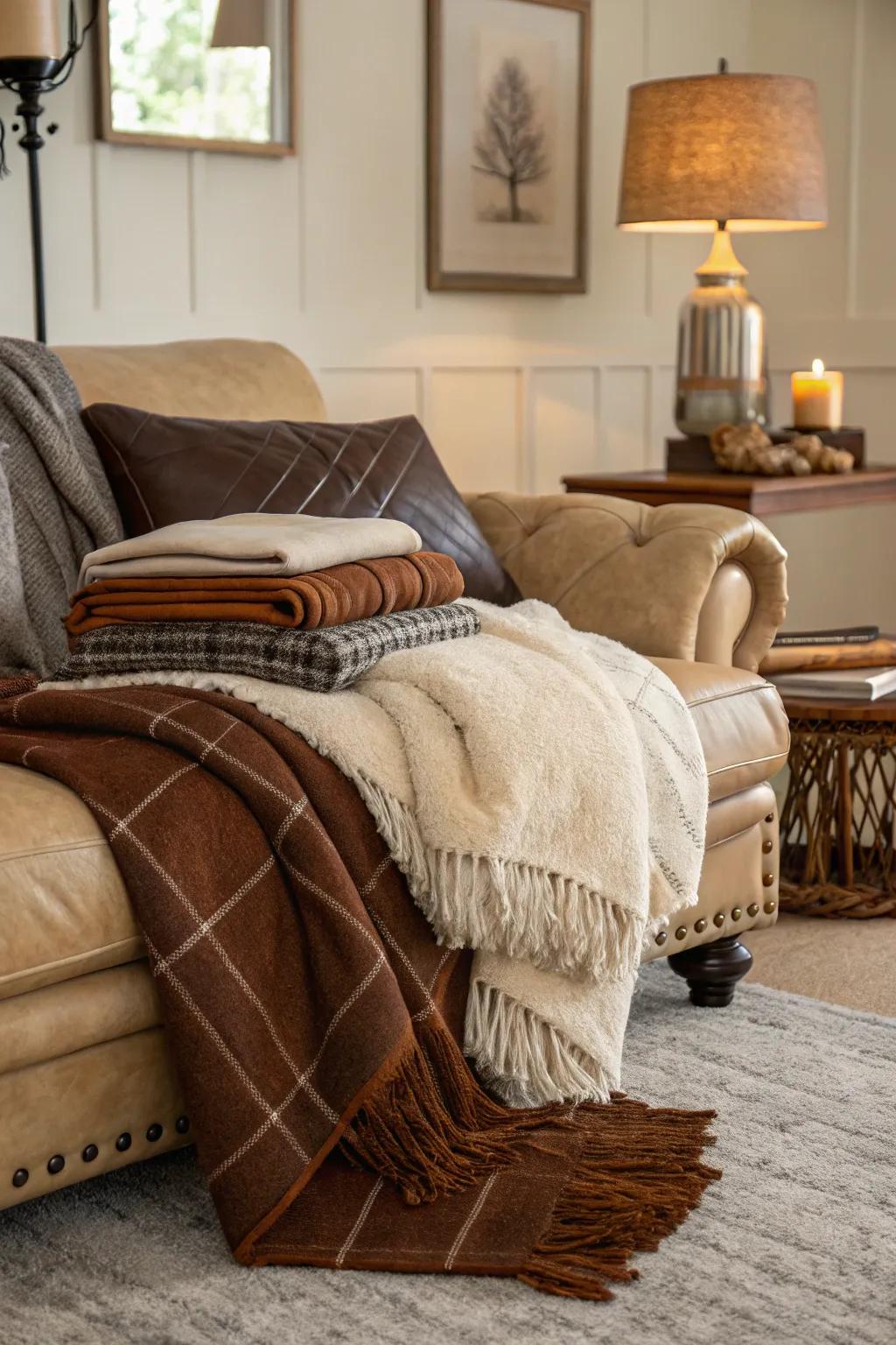 A room filled with warmth with layered country textures.