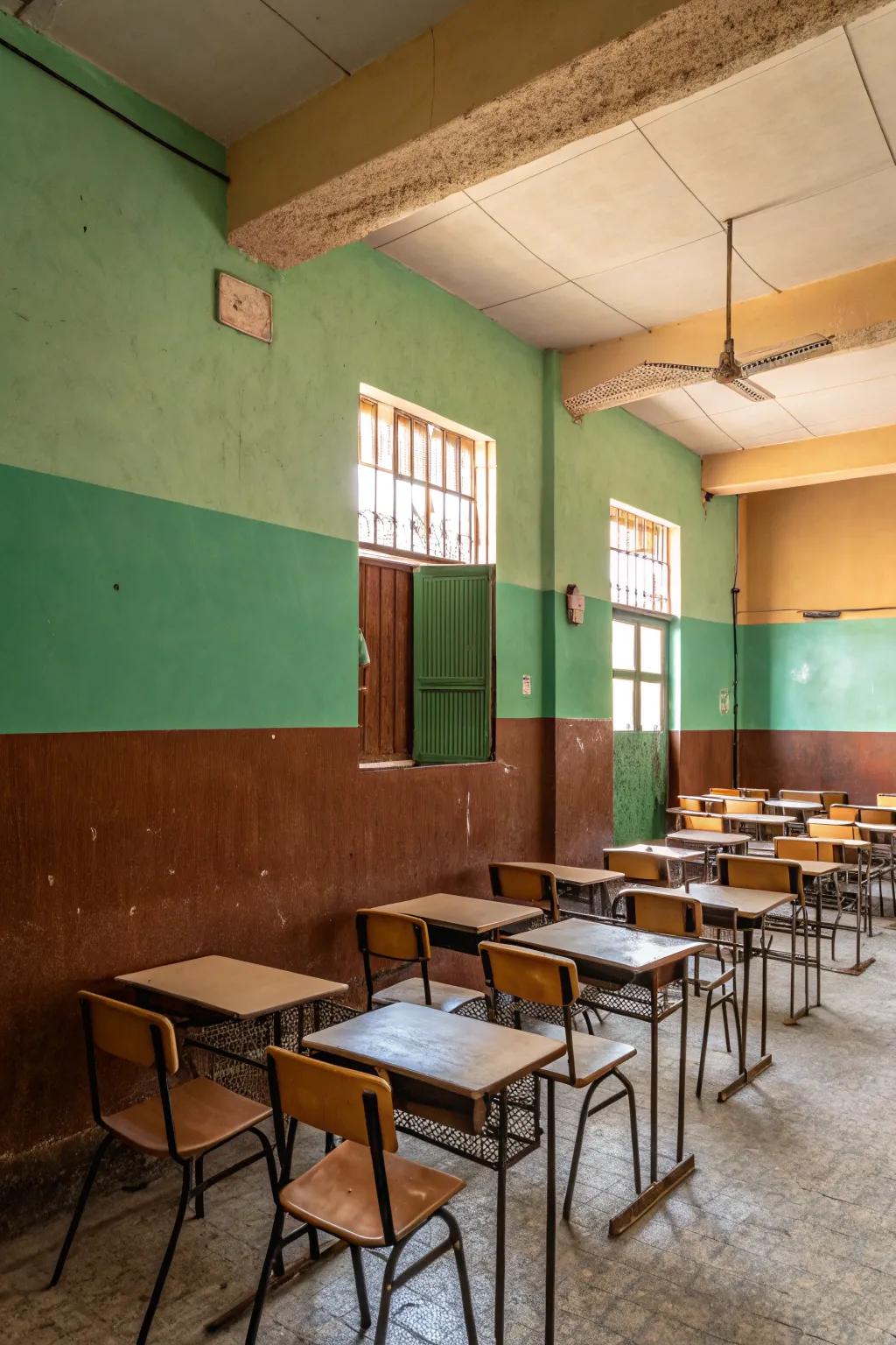 Terrestrial hues fashion a tranquil and concentrated atmosphere.