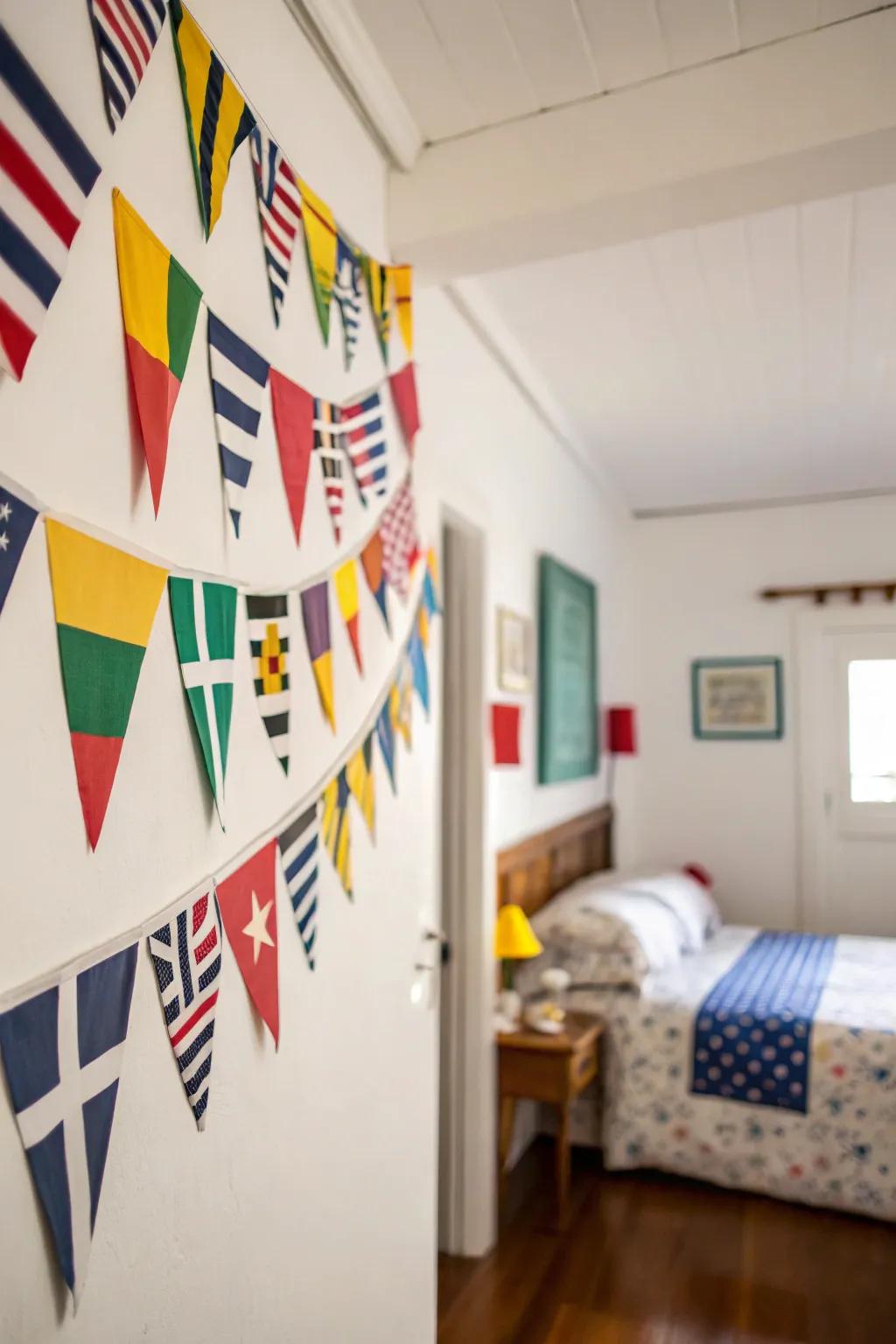 Maritime flags offer a colorful and playful touch.