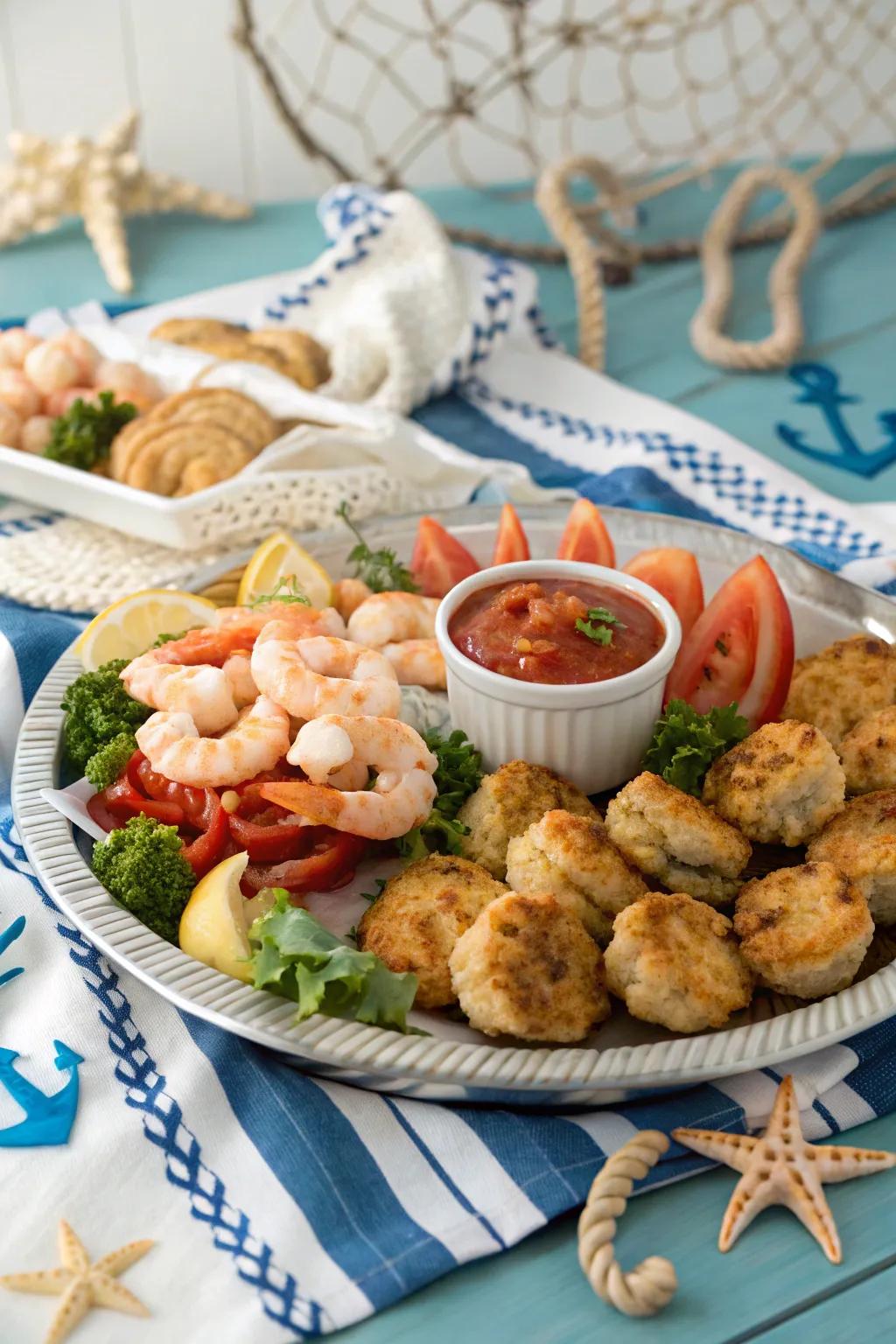 A spread of sea fare is essential for any nautical gathering.